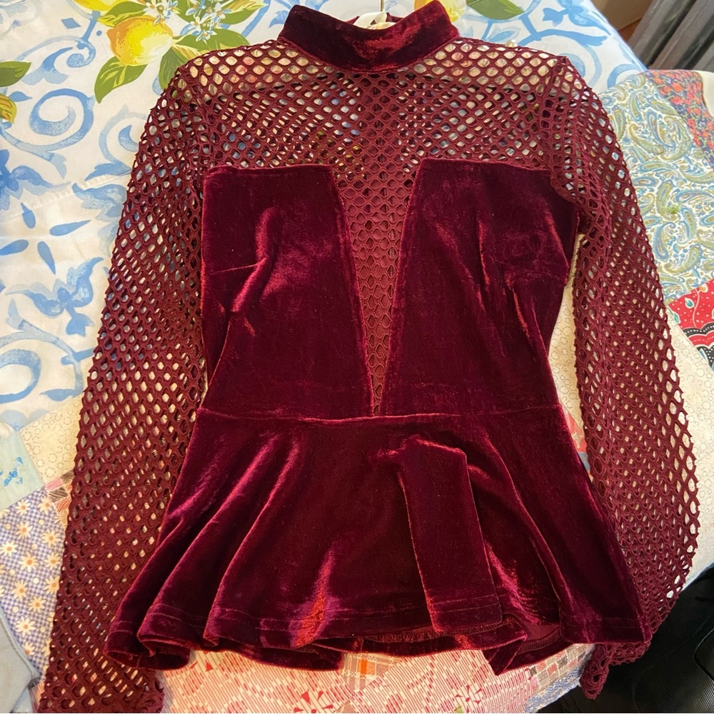 3/$15 NWOT new without tags charlotte russe y2k velvet fishnet cutout choker top